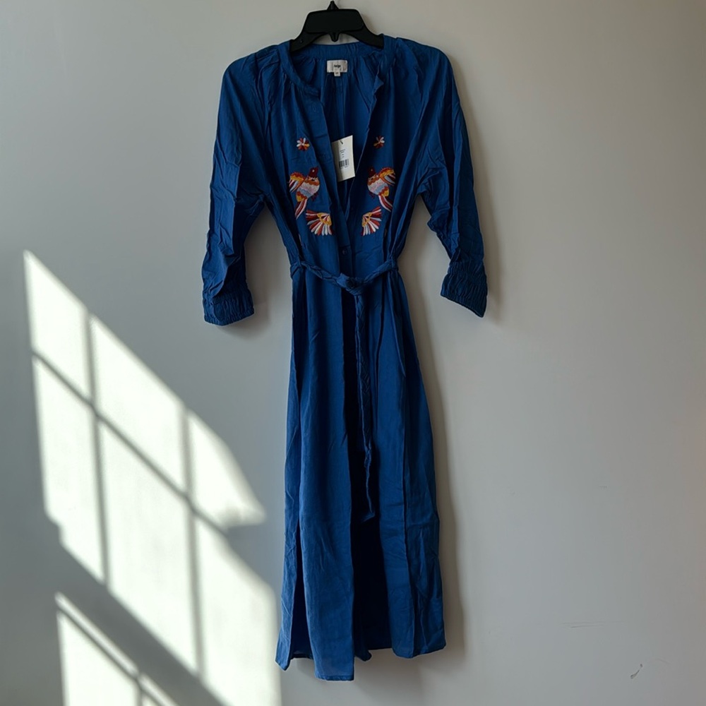 NWT An’ge Blue Midi Bird Dress
 Sz S/M